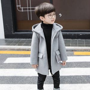 Winter Wollen Jas Voor Jongen Koreaanse Versie Verdikking Hooded Winddicht En Warm Windjack Casual Kinderkleding