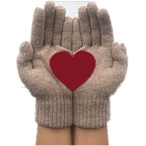 Dames Liefde Hart Gedrukt Gebreide Volledige Vinger Pols Handschoenen Vrouwen Meisjes Winter Warm Rijden Fietsen Handschoenen Wanten