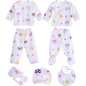 0-3M Baby Kleding Set Pasgeboren Jongens Meisjes Zachte Ondergoed Animal Print Shirt En Broek Katoen Kleding 7 stuks