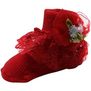 Kawaii Leuke Baby Meisjes Katoen Zweet Absorberende Non-Slip Sokken Met Kant Bloemen Sokken