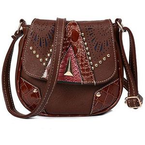 Nationale Stijl Vrouwen Messenger Bags Vintage Schoudertas PU Leer Hollow Out Rivet Dames Crossbody Tas Handtas Voor Vrouwen