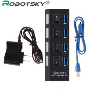 Usb 3.0 Hub 2.0 Hub Multi Usb Splitter 4 Poorten Expander Meerdere Usb 3 Hab Met Power Adapter USB3.0 Hub met Schakelaar Voor Pc