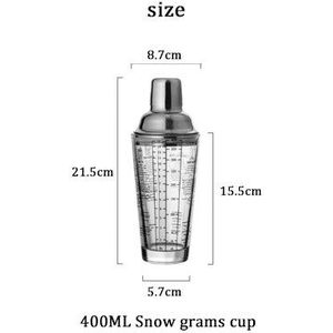 400Ml Fles Mix Master Glas Transparant Schaal Cocktail Shaker 304 Roestvrij Staal Bar En Glas Shaker Bar Gereedschap