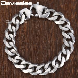 Davieslee Matte Gepolijst Heren Armband Curb Cubaanse Link Chain 316L Rvs Armband 15 Mm DHBM109
