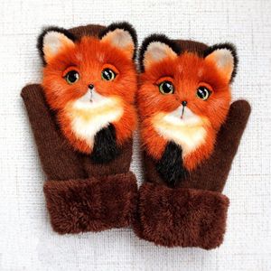 3D Kat Pluche Dikke Meisjes Baby Handschoenen Leuke Fox Cartoon Handschoenen Voor Kids Boy Winter Warm Kostuum Accessoires
