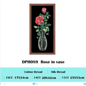 Rose In Vaas Aida Stof Borduurpakketten 18ct 14ct 11ct Zwarte Stof Katoenen Draad Hand Borduren Diy Handgemaakte Handwerken