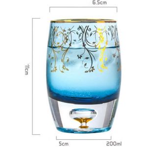 Exquisite Gouden Rand Blauw Droom Glas Wijn Glas Cup Stijlvolle Woonkamer Decoratie Whiskey Cocktail Cup