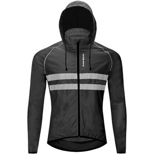 Mannen Fietsen Sport Jas Winddicht Hooded Fietsen Jas Ademend Hoge Zichtbaarheid Reflecterende Fiets Kleding