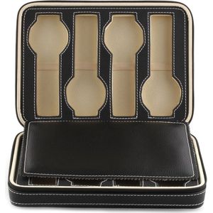 8 Grids Horloge Display Opbergdoos Case Tray Ritssluiting Travel Horloge Collector Case Faux Leather Black