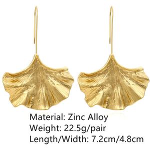Huanzhi Vintage Goud Zilver Kleur Onregelmatige Leaf Oorringen Voor Vrouwen Geometrische Ronde Verklaring Oorbellen Sieraden