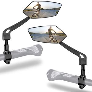 2Pcs Bike Achteruitkijkspiegels Opvouwbare Fiets Stuur Achteruitkijkspiegels 360 ° Rotatie Groothoek Fiets Spiegel Voor Fietsen