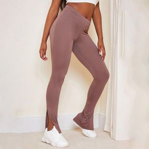 Instahot Vrouwen Legging Split Side Skinny Broek Broek Herfst Fitness Solid Office Lady Streetwear Casual Vrouwelijke Capri
