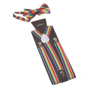 Unisex 1 Inch Brede Verstelbare Y-Back Regenboog Gestreept Jarretel Voor Mannen Vrouwen Elastische Y-Back Bretels Brace volwassen Bruiloft Dragen