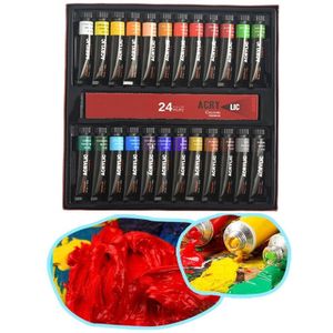 Acryl Verf Set 24 Kleur 12Ml Niet Giftig Acrylverf Perfect Voor Canvas Schilderij Rock Hout Voor Kids volwassenen Kunstenaars