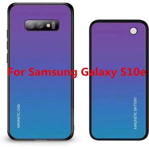 Battery Charger Case Voor Samsung Galaxy S10 Plus S10e Slanke Gradiënt Gehard Glas Magnetische Draadloze Oplader Power Bank Case