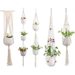 Katoen Gevlochten Hanger Pot Horticultural Vergroening Bloempotten Touw Huis Mand Bureau Fabriek