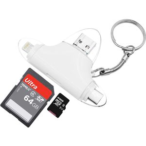 Bru Sd-kaartlezer Memory Micro Sd Adapter 4in1 Otg Memory Kaartlezer All In One Voor Iphone Naar Type C usb Micro Sd-kaart