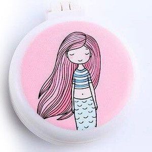 Leuke Eenhoorn Mermaid Vouwen Kam Met Cosmetische Spiegel Voor Meisjes Luchtkussen Massage Draagbare Kam Kids Haar Kam