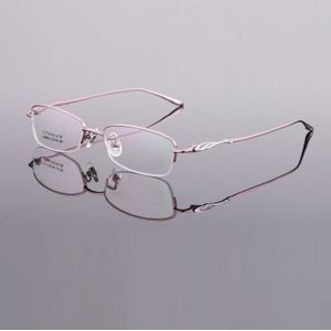 Breedte-135 Pure titanium rood paars dames frame ultralichte vrouwen Lezen brillen frames vrouwelijke optische bril frame