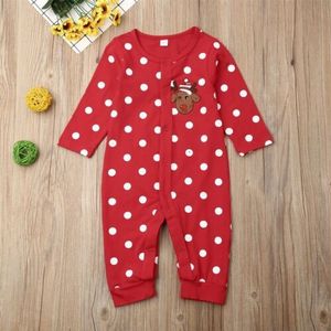 Brand Baby Rompertjes Pasgeboren Baby Jongens Meisjes Kerst Rendier Jumpsuit Puur Katoen Print Button Lange Mouwen