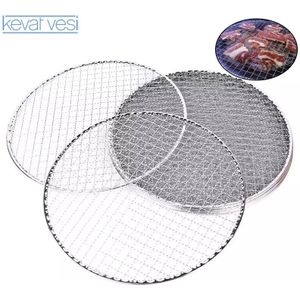 10 Stks/partij Wegwerp Barbecue Grill Mesh Rvs Ronde Bbq Draad Net Thuis Outdoor Bbq Mat Mesh Rack Barbecue Accessoires