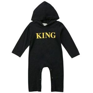 0-24 M Pasgeboren Baby Jongen Koning Hooded Romper Jumpsuit Trainingspak Outfits Babykleertjes