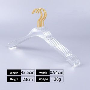 10 stks Top Grade Clear Acryl Crystal Kleding Pakken Hanger met Gouden Haak, transparant Acryl Broek Hangers met Goud Clips