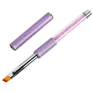 Angnya 1 Stuks Uv Gel Polish Builder Schilderen Pen Brush 2 #4 #6 #8 #10 # schuine Hoofd Paars Strass Handvat Manicure Nail Art Tool