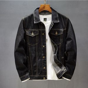 Herfst Hoge Japanse Mannen Denim Jas Zwart Retro Hip-Hop Casual Straat Kleding Klassieke Toevallige jeans Jasje