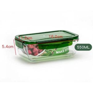 Magnetron Verwarming Lunchbox Voor Kantoormedewerker Lekvrij Glas Lunch Box Set Ronde Met Deksel Seal Gezondheid Voedsel Container