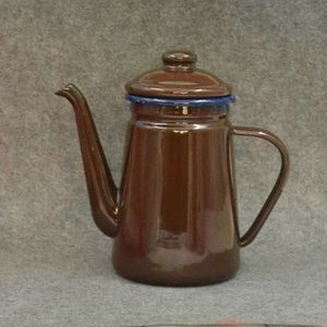Groene emaille theepot met deksel - Antiek | Emaille