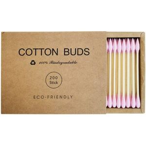 200 Stks/doos Dubbele Hoofd Wattenstaafje Bamboestokken Wattenstaafje Wegwerp Knoppen Katoen Voor Makeup Neus Oren Schoonmaken