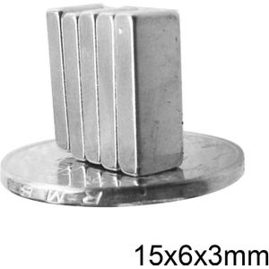 10 ~ 500 Stuks 15X6X3 Mm Sterke Zeldzame Aarde Magneet Dikke 3 Mm Blok Rechthoekige Magnetische 15X6X3 Mm Permanente Neodymium Magneten 15*6*3