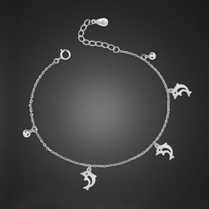 Bohemian 100% 925 Sterling Silver Dolphin Fish Enkelband Voor Vrouwen Solid Zilveren Sieraden Strand Enkel Armbanden