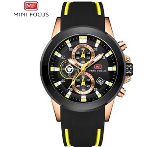 MINI FOCUS Leger Horloges Mannen Siliconen Band Chronograaf Quartz Horloge Luxe Sport Horloge Top Brand Relogios Masculino 0287
