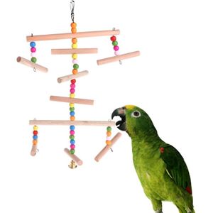Papegaai Baars Multi Layer Swing Bel Speelgoed Houten Opknoping Kooi Vogels Huisdieren