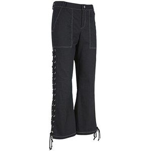 Rapwriter Streetwear Punk Side Cross Lace-up Straight Broek Zwarte Vrouwen Hoge Taille Broek Joggers Lange Broek Capri pocket