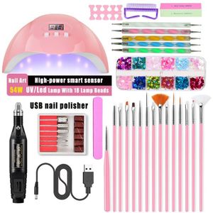 Nail Manicure Sets 54W Uv/Led Lamp Elektrische Nail Boor Machine Nagels Art Gereedschap Decoratie Kit Acryl gel Nagel Benodigdheden Kit