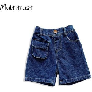 1-6Y Zomer Baby Baby Jongens Meisjes Denim Shorts Straight Blauwe Knop Hoge Taille Casual Broek Shorts