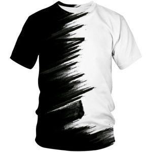 Klassieke Hiphop 3D Zwart En Wit Abstracte Grafische Print Korte Mouw T-shirt Voor Stijlvolle Mannen