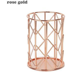 Rose Goud Iron Art Nordic Make Storage Cup Cilindrische Case Opslag Lipstick Brush Pen Houder Organizer Mand