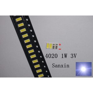 AOT LED 100pcs Backlight Midden Power LED 0.5W 3V 4020 48LM Koel wit LCD Backlight voor TV TV Toepassing 4020C-W3C4