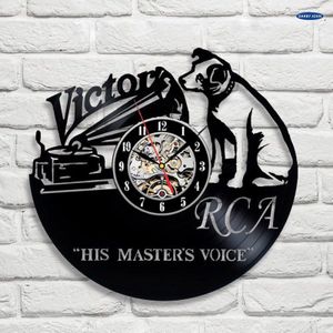 Victor RCA Vinyl Schijf Klok Klok Hond Handgemaakte Muur Decor Vintage Creatieve Opknoping Art Klokken