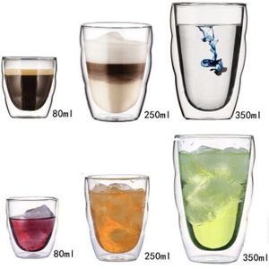 4 Stks/partij Dubbele Muur Handgemaakte Glas Cups Simple Thermo Espresso Ochtend Mokken Koffie Melk Sap Novelty Cup