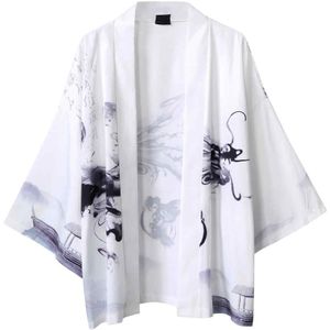 @ Zomer Japanse Vijf Point Mouwen Kimono Heren En Dames Mantel Jacke Top Blouse Losse Casual Mode Plus Size Stijlvolle