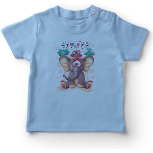 Angemiel Baby Cıvıldayan Op Olifant Vogels Jongens Baby T-shirt Blauw