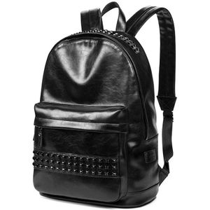 Uiyi Koreaanse Mannen Rugzak Pvc Lederen Punk Wind Klinknagel Rugzak Grote Capaciteit Mochilas 14 Inch Laptop Tas Man waterdicht