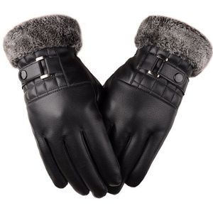 La Spezia Winter Handschoenen Zwart Heren Lederen Handschoenen Touch Screen Pu Leer Bont Warme Dikke Rijden Mannen Handschoenen Herfst winter