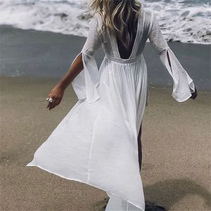 Tunieken Voor Strand Badpak Bedekken Vrouwen Badmode Lange Kaftan Beach Cover Up Beachwear Pareo Strand Jurk Saida De praia