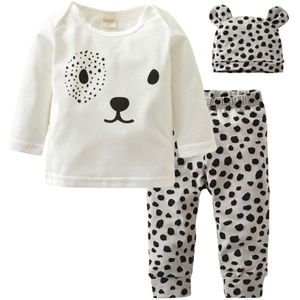 Herfst Stijl Baby Jongens Meisjes Kleding Lange Mouwen Baby 3 Stuks Pak Cartoon Dier Afdrukken Pasgeboren Peuter Kleding Set